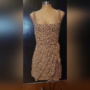 Trixxi Leopard Print Dress - Black and Tan